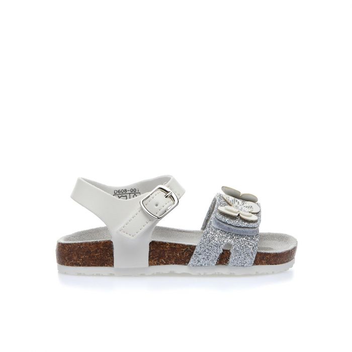 Sandali bianchi con glitter e farfalline