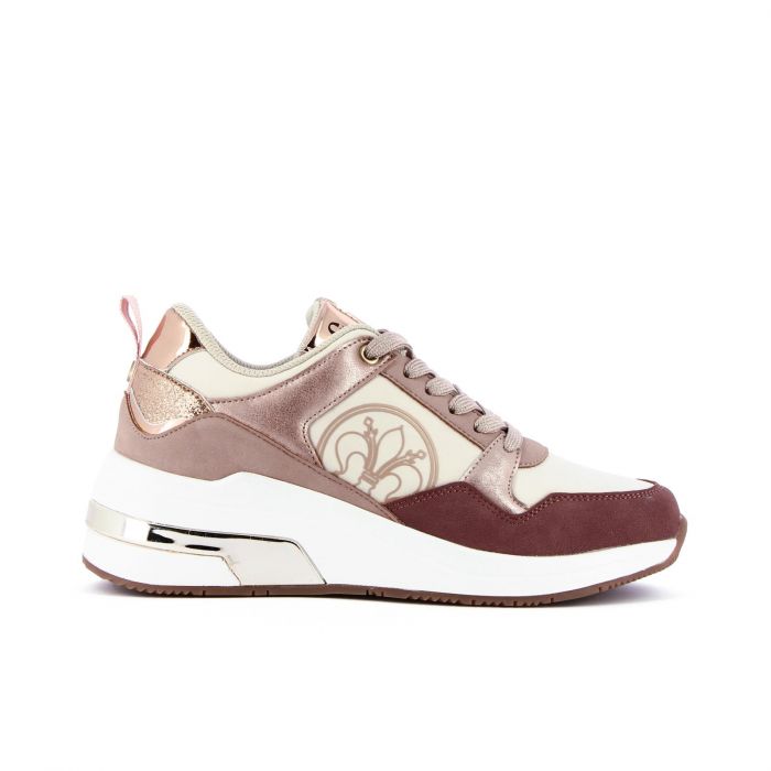 Sneakers rosa con zeppa e logo