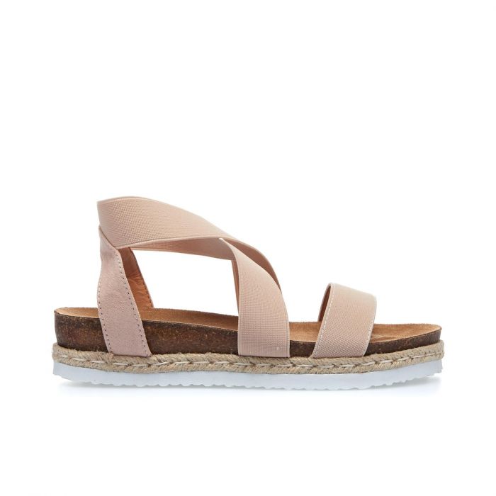 Sandali rosa con fasce elastiche e platform