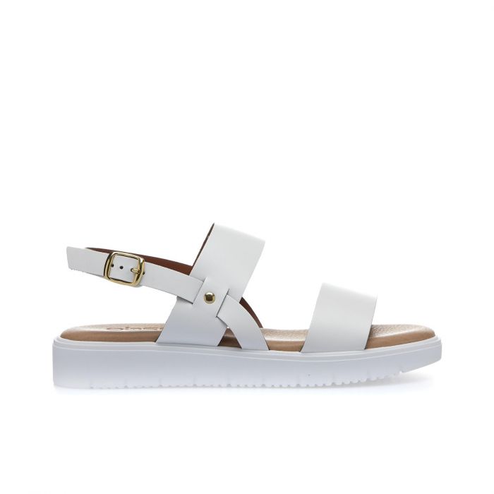 Sandali bianchi con suola platform e doppia fascia
