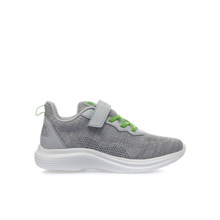 Sneakers grigie da bambino in tessuto riciclato con strappo