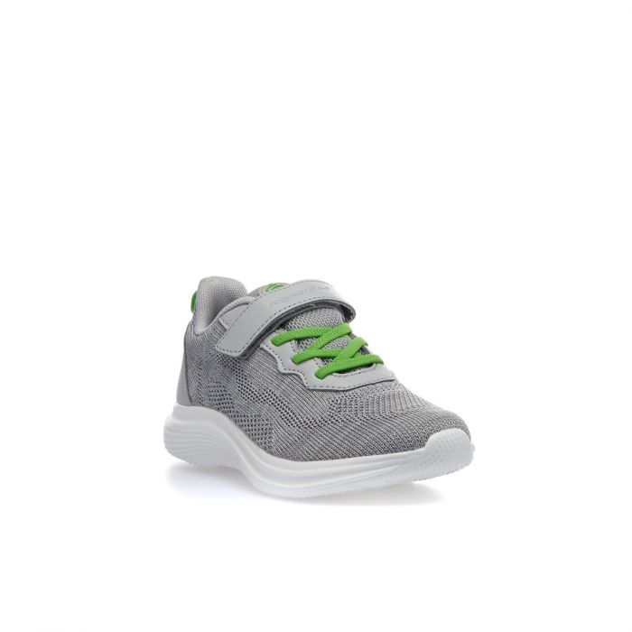 Sneakers grigie da bambino in tessuto riciclato con strappo