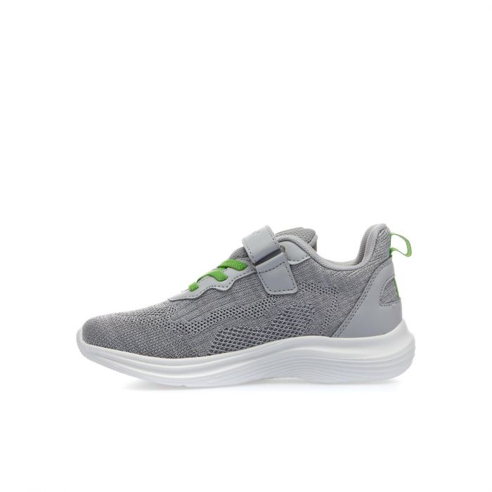 Sneakers grigie da bambino in tessuto riciclato con strappo